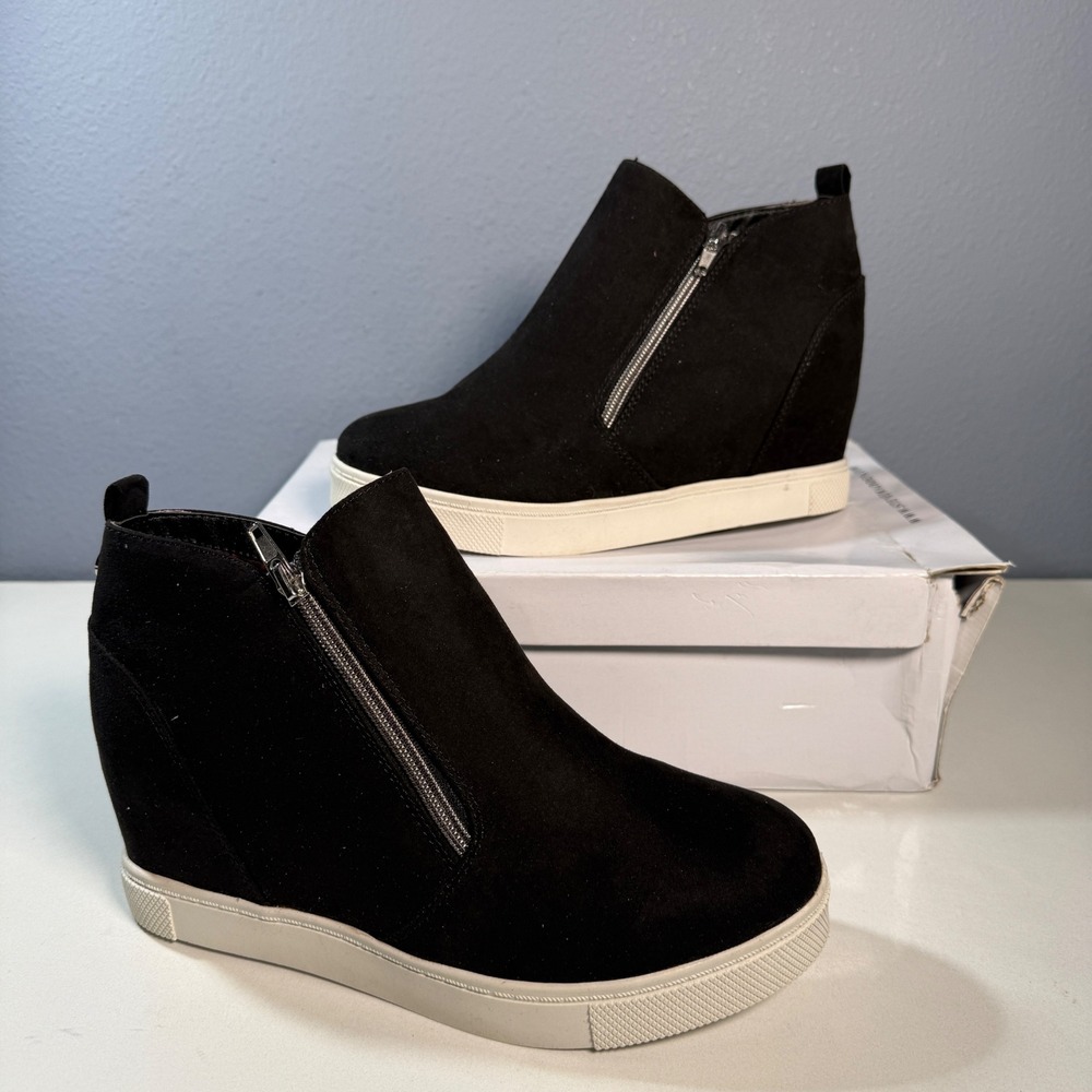 Steve Madden JWedgie Wedge Sneakers Women 6 Black  Hidden Heel Bootie
